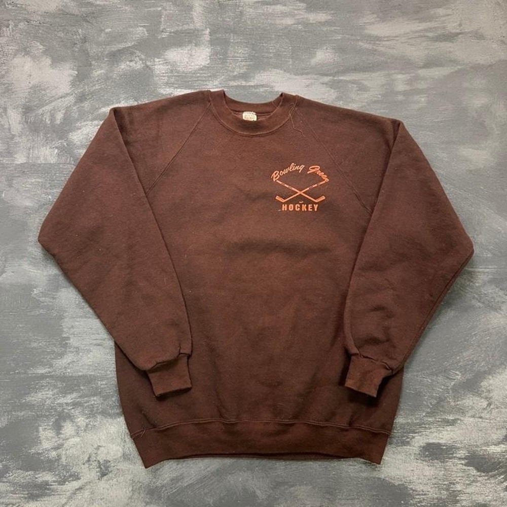 Vintage Bowling Green Hockey Sweatshirt Mens XL Brown 1970s